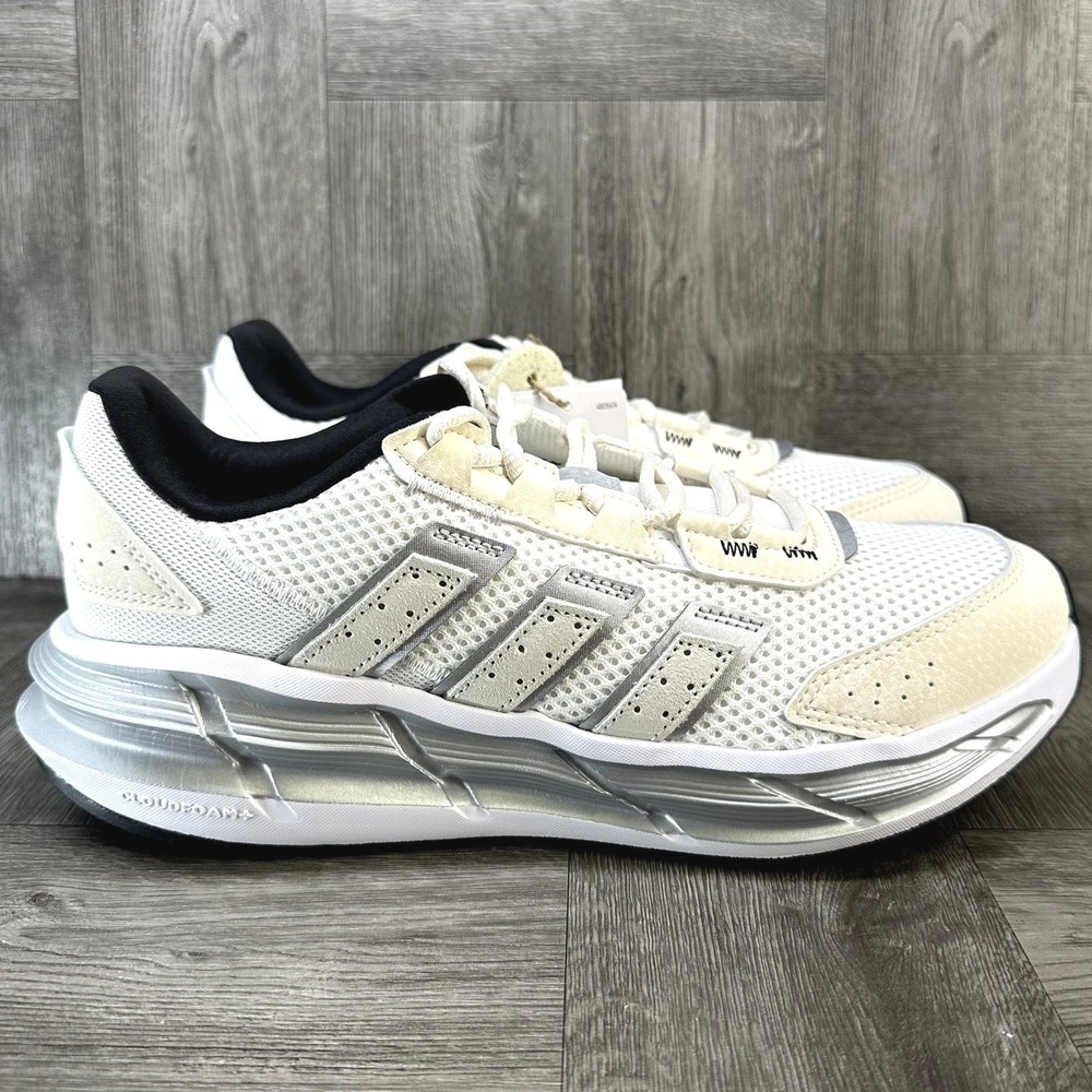 Adidas Astrastar Sneakers Womens 10 White Silver Mesh Running NEW JS5039